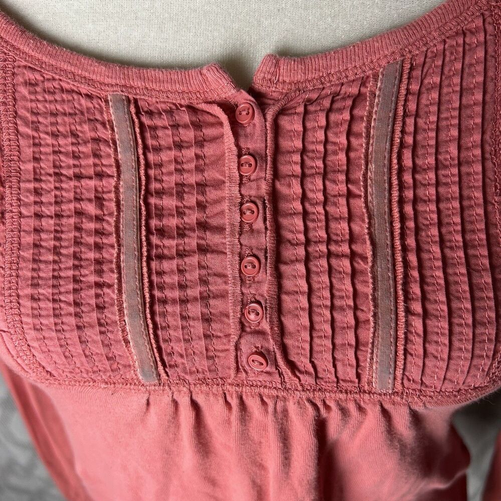 Y2K 2000s Old Navy Baby Doll Long Sleeve Top Coral Pink Medium Women's Blouse - Picture 5 of 8